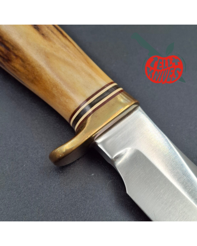 Randall Made Knives 1970ies Model 8-4 forged stainless steel sambar stag handle brass guard brown leather sheath
