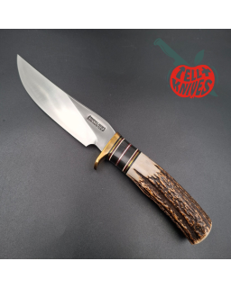 Randall Made Knives RKS3 1997 – Klinge aus geschmiedetem Kohlenstoffstahl, Griff aus Hirschhorn, braune Lederscheide