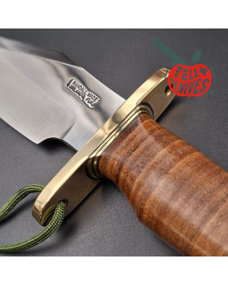 Randall Made Knives Model 19-5 Bushmaster forged carbon steel stacked leather handle brass guard and pommel