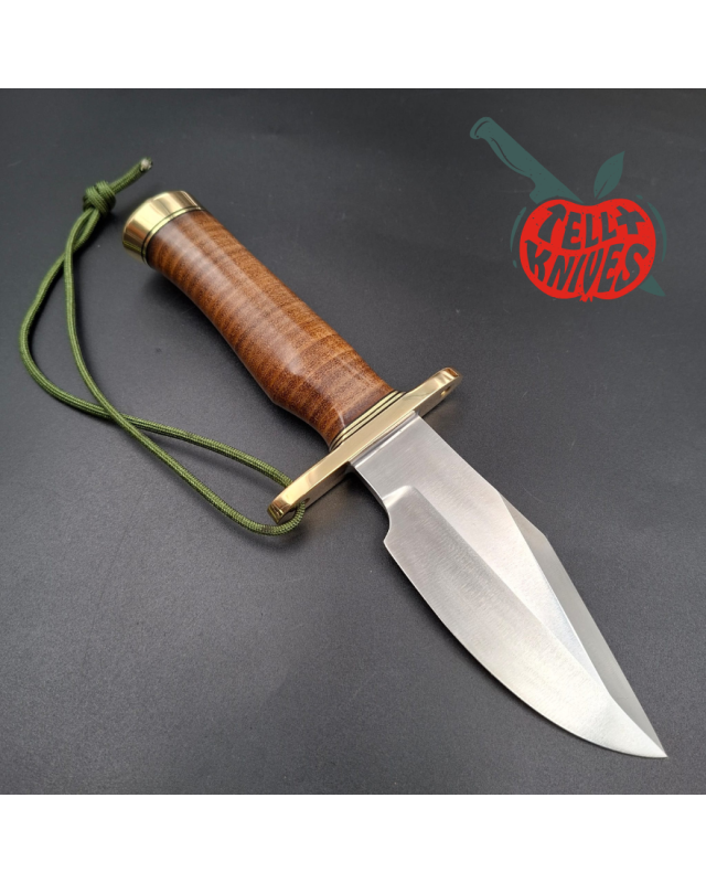 Randall Made Knives Model 19-5 Bushmaster forged carbon steel stacked leather handle brass guard and pommel