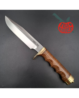 Randall Made Knives Modell 5-6 „Camp And Trail“, geschmiedeter Kohlenstoffstahl, gestapelter Ledergriff, Messingparier