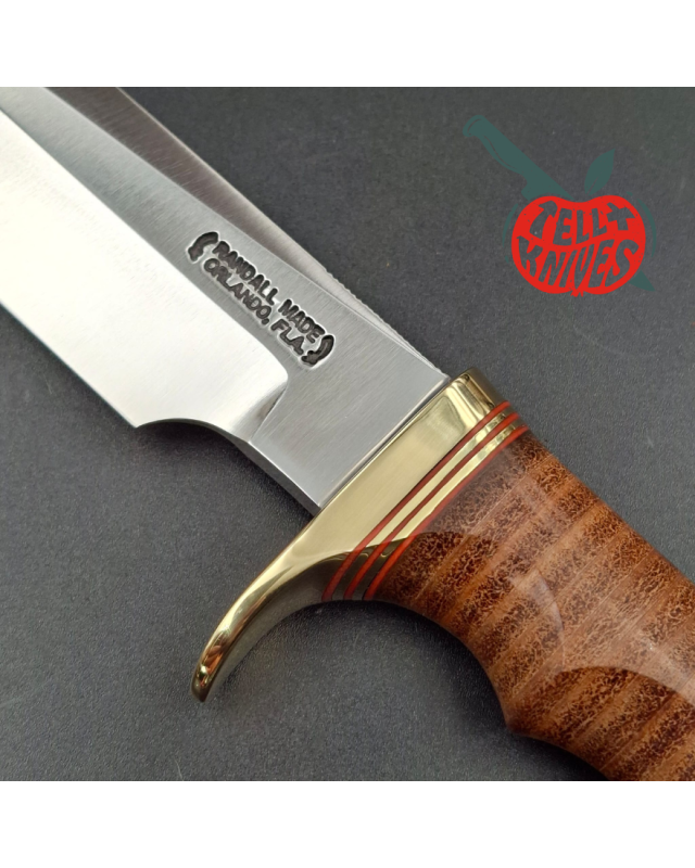 Randall Made Knives Model 5-6 Camp And Trail forged carbon steel stacked leather handle brass guard