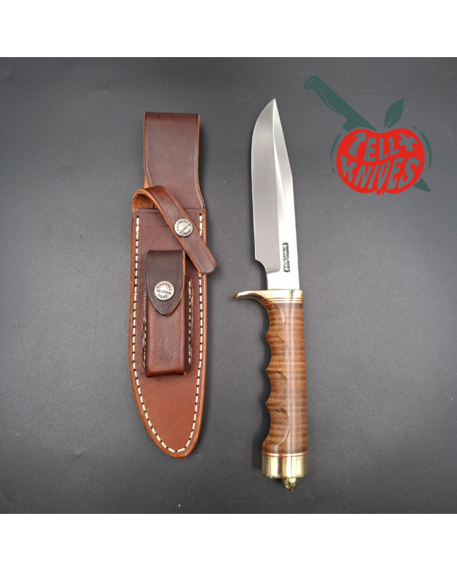 Randall Made Knives Model 5-6 Camp And Trail forged carbon steel stacked leather handle brass guard