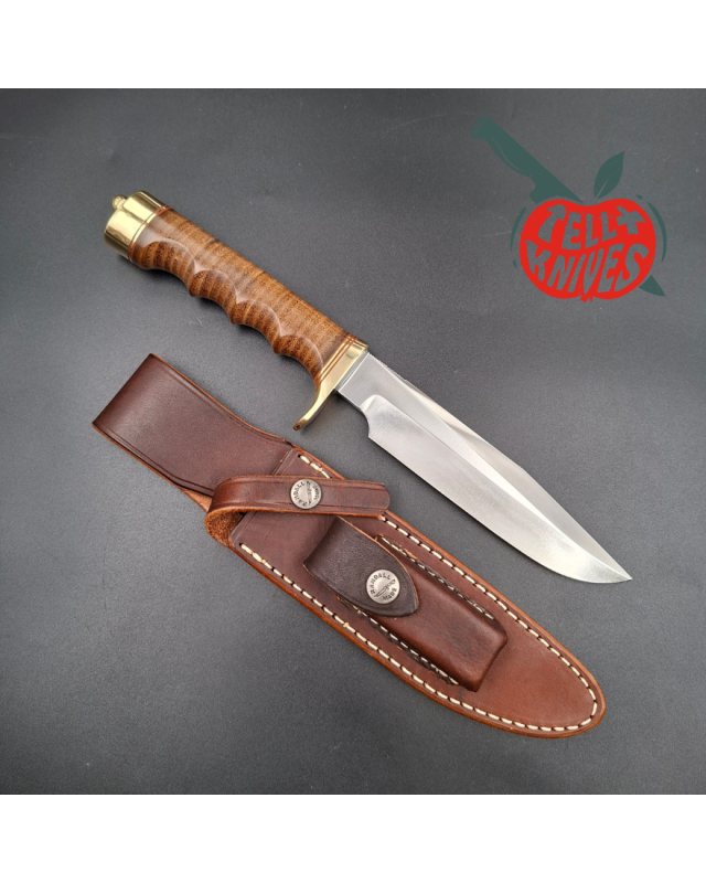 Randall Made Knives Model 5-6 Camp And Trail forged carbon steel stacked leather handle brass guard