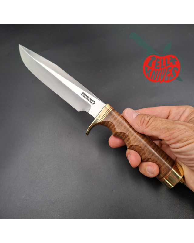 Randall Made Knives Model 5-6 Camp And Trail forged carbon steel stacked leather handle brass guard
