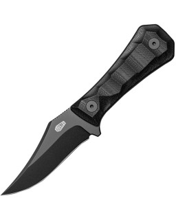 Auxiliary Manufacturing Deadhead Pocket Bowie a lama fissa in acciaio inossidabile 14C28N con impugnatura in G10 nero