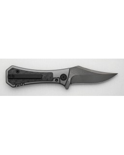 Auxiliary Manufacturing Deadhead Bowie Black DLC M390 Steel Blade Black DLC Titanium Handle Carbon Fiber Inlay