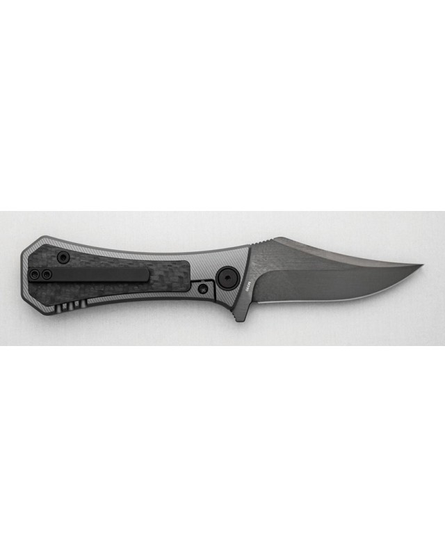 Auxiliary Manufacturing Deadhead Bowie Black DLC M390 Steel Blade Black DLC Titanium Handle Carbon Fiber Inlay