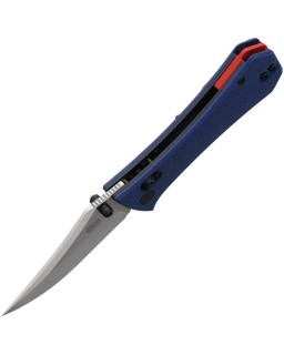 Auxiliary Manufacturing Pocket Bowie Crossbar lock Stonewash 14C28N Steel Blade Blue Canva Micarta Handle