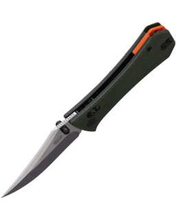 Auxiliary Manufacturing Pocket Bowie Crossbar lock Stonewash 14C28N Sandvik Steel Blade Green Micarta Handle
