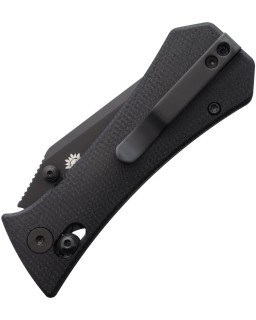 Auxiliary Manufacturing Pocket Bowie Tanto Crossbar Lock Black 14C28N Steel Blade Black Canvas Micarta Handle