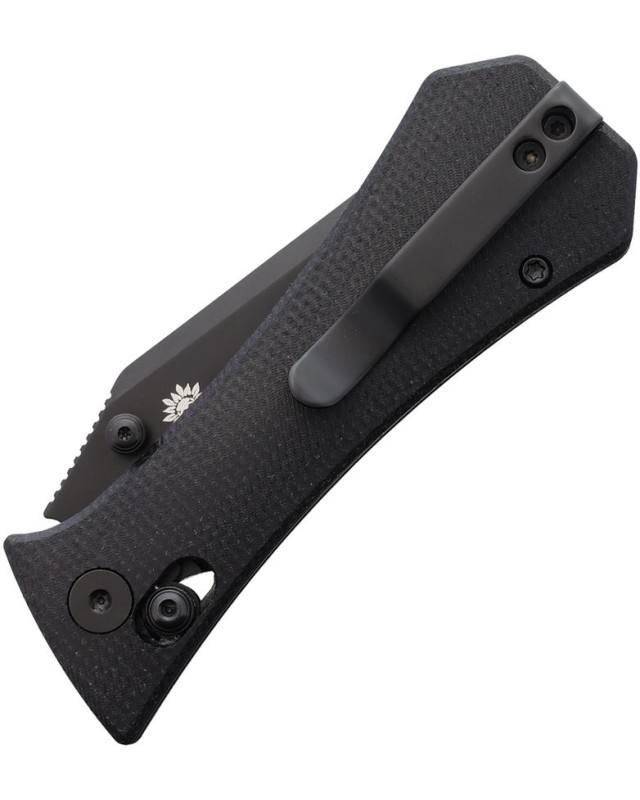 Auxiliary Manufacturing Pocket Bowie Tanto Crossbar lock Black 14C28N Steel Blade Black Canva Micarta Handle