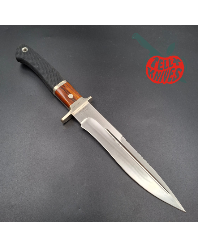 Junglee Hattori FT200 Fighter SEKI Japan MVS-8 stainless steel blade cocobolo wood and Kraton handle black leather sheath
