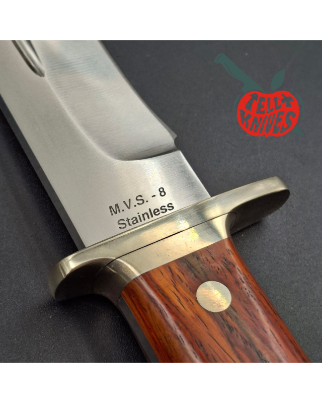 Junglee Hattori FT200 Fighter SEKI Japan MVS-8 Klinge aus Edelstahl, Griff aus Cocobolo-Holz und Kraton, schwarze Lederscheide