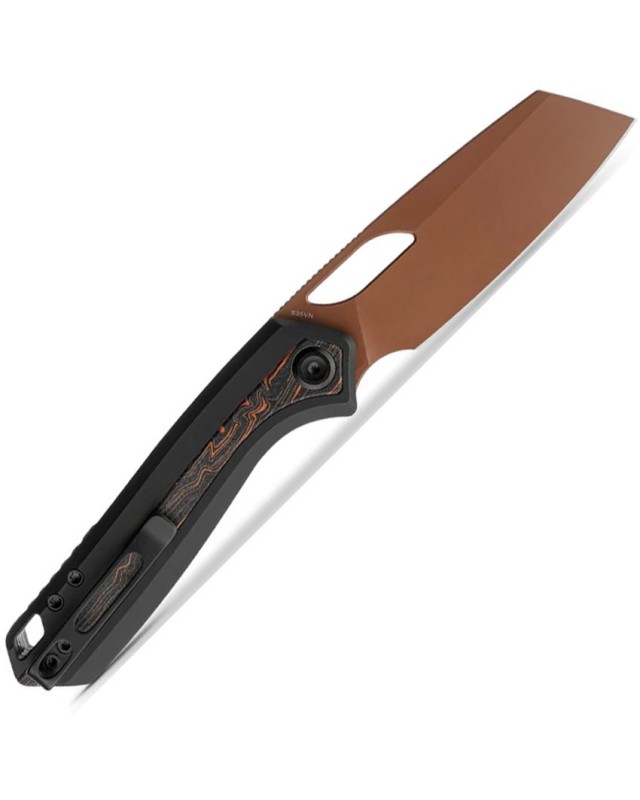 Vosteed KROC Copper Dune S35VN Sheepfoot Blade black aluminium handle with G10 inlay linerlock button