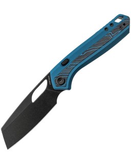 Vosteed KROC blackwashed S35VN sheepfoot blade, blue aluminium handle with G10 inlay and linerlock button