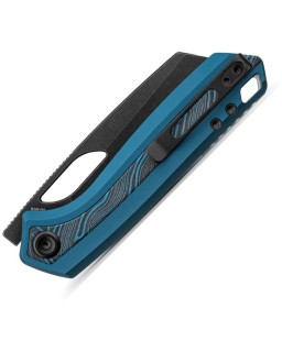 Vosteed KROC blackwashed S35VN sheepfoot blade, blue aluminium handle with G10 inlay and linerlock button