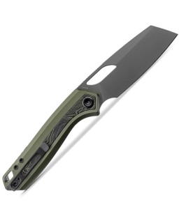 Vosteed KROC grey finish S35VN Sheepfoot Blade olive aluminium handle with G10 inlay linerlock button