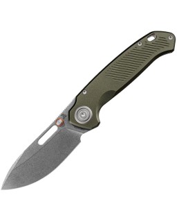 Vosteed Zander Stonewash S35VN Steel Blade Green Aluminium Handle Vanchor Lock