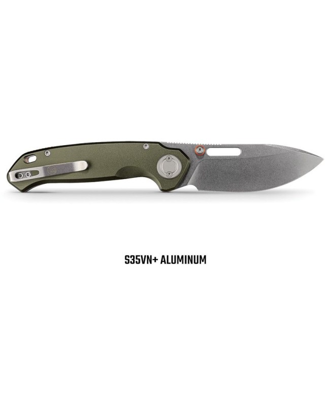 Vosteed Zander Stonewash S35VN Steel Blade Green Aluminium Handle Vanchor Lock