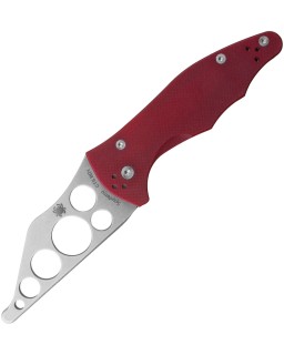 Spyderco Yojimbo 2 Trainer, lama non affilata in acciaio inossidabile S30V, manico rosso in G10, chiusura a compressione