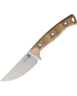 Microtech AKRIS stonewash finish Bohler M390MK stainless blade tan G10 handle tan kydex sheath
