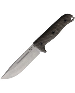 REIFF Vicon Coltello a lama fissa, finitura stonewash, acciaio MagnaCut, manico in Micarta verde, fodero in Kydex nero
