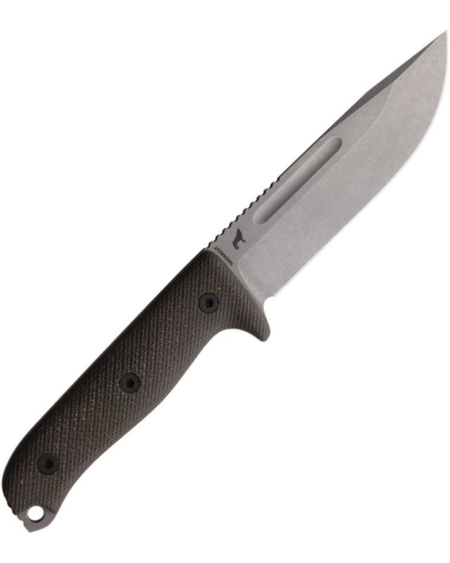 REIFF Vicon Coltello a lama fissa, finitura stonewash, acciaio MagnaCut, manico in Micarta verde, fodero in Kydex nero