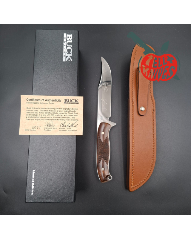 BUCK Knives 2004 819 Signature Series Limited Edition 0077/1000 mirror finish S30V stainless steel walnut handle