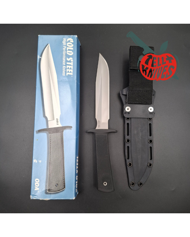 Cold Steel ODA combat knife, AUS8 stainless steel, black Kraton handle, black Kray-Ex sheath, made in Taiwan