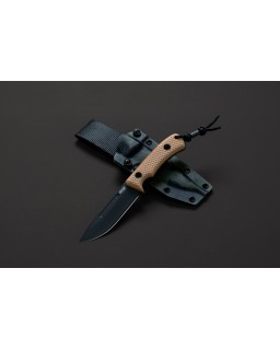 TRC Knives South Pole Vanadis 4 Extra steel, DLC black finish, Coyote G10 handle, black Multicam Kydex