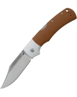 Cold Steel Mackinac Hunter with a satin-finish AUS-10A stainless steel blade, brown Micarta handle and Tri-Ad Lock