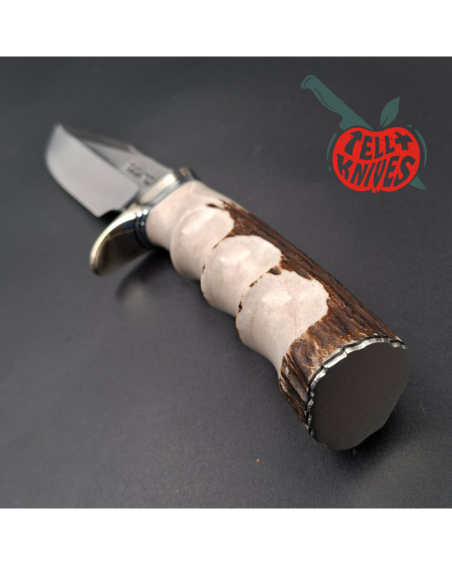 Randall Made Knives Model 23 Gamemaster: forged carbon steel, stag horn, 4-finger grips, nickel silver guard and pommel