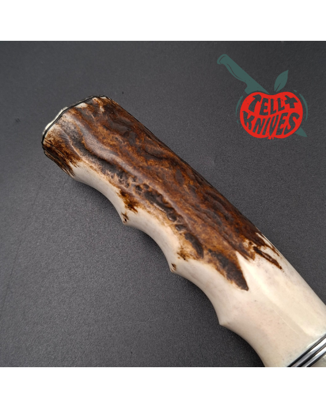 Randall Made Knives Model 23 Gamemaster forged carbon steel stag 4 finger grips handle nickel silver guard and pommel