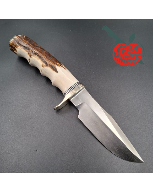 Randall Made Knives Model 23 Gamemaster forged carbon steel stag 4 finger grips handle nickel silver guard and pommel