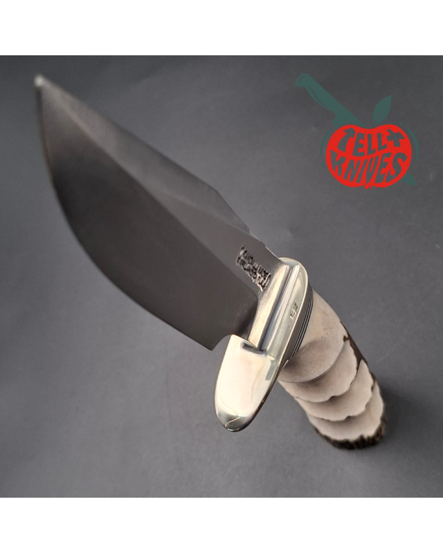 Randall Made Knives Model 23 Gamemaster forged carbon steel stag 4 finger grips handle nickel silver guard and pommel