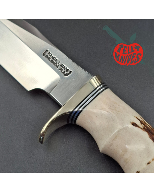 Randall Made Knives Model 23 Gamemaster forged carbon steel stag 4 finger grips handle nickel silver guard and pommel