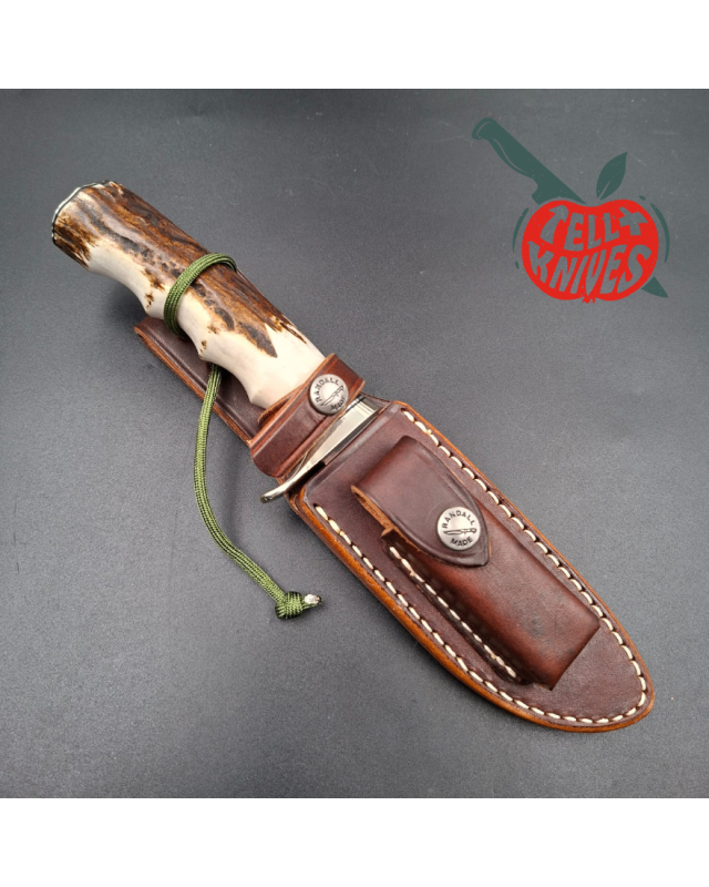 Randall Made Knives Model 23 Gamemaster forged carbon steel stag 4 finger grips handle nickel silver guard and pommel