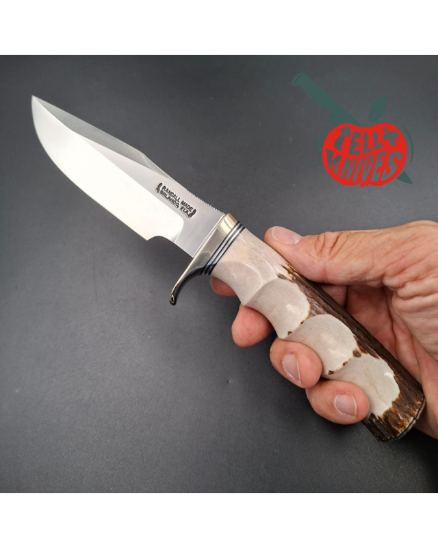 Randall Made Knives Model 23 Gamemaster: forged carbon steel, stag horn, 4-finger grips, nickel silver guard and pommel