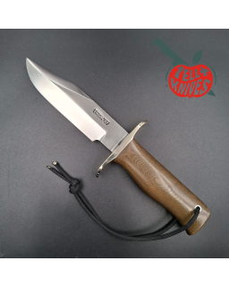 Randall Made Knives Model 15 Airman: forged carbon steel Bowie clip-point blade, brown micarta handle, nickel silver guard