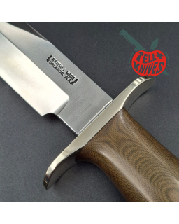 Randall Made Knives Model 15 Airman: forged carbon steel Bowie clip-point blade, brown micarta handle, nickel silver guard