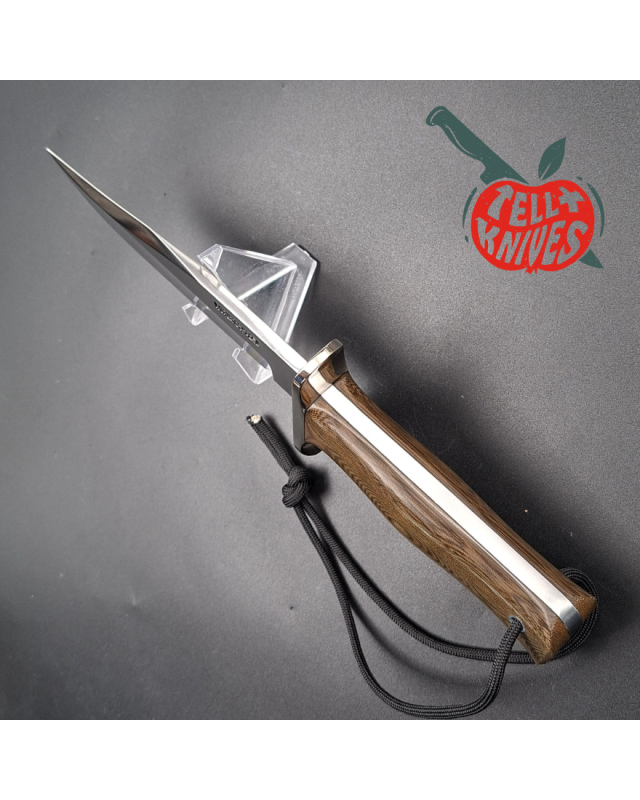 Randall Made Knives Model 15 Airman: forged carbon steel Bowie clip-point blade, brown micarta handle, nickel silver guard