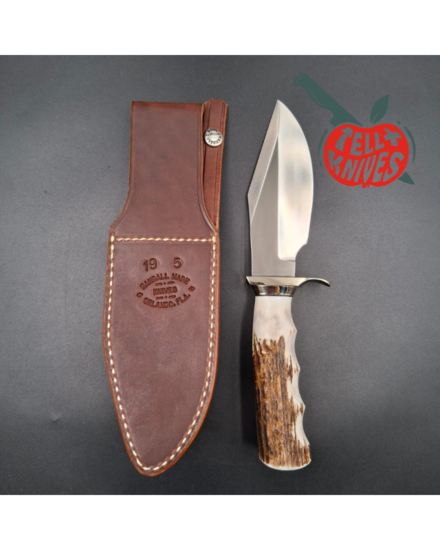 Randall Made Knives Model 19-5 Bushmaster forged stainless steel four fingers grip stag handle nickel silver guard