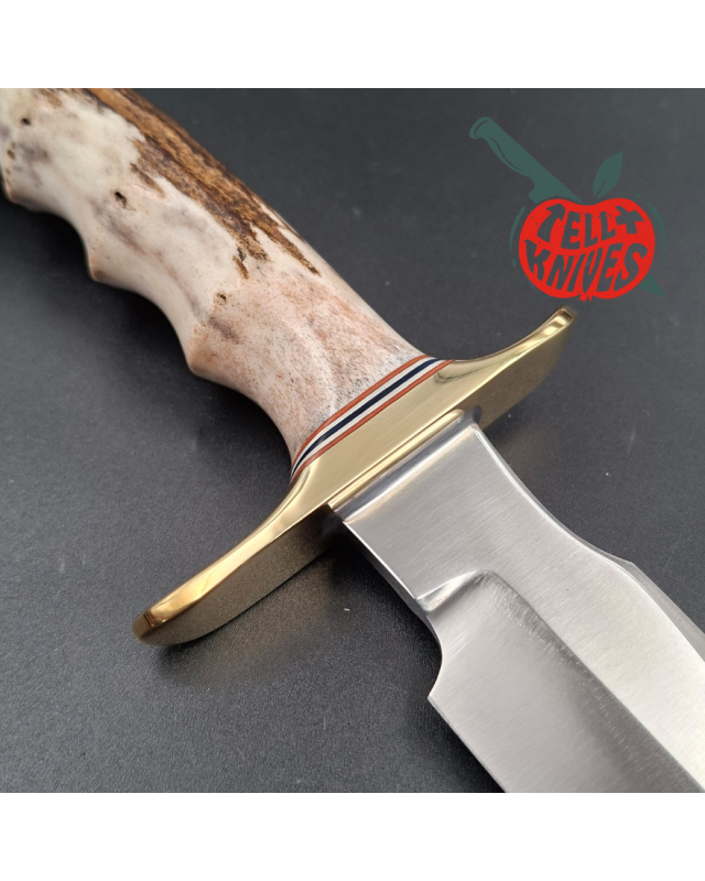 Randall Made Knives Modell 1-7: Klinge aus geschmiedetem Kohlenstoffstahl, Messingparier, Vier-Finger-Griff aus Hirschhorn