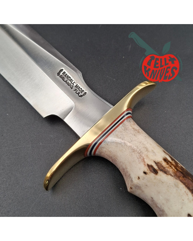 Randall Made Knives Model 1-7 forged carbon steel blade Brass guard Four fingers grip stag handle