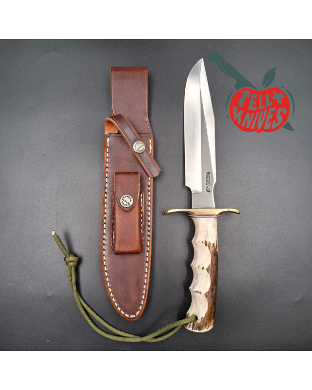 Randall Made Knives Model 1-7 forged carbon steel blade Brass guard Four fingers grip stag handle