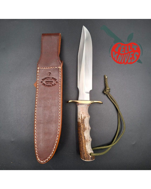 Randall Made Knives Model 1-7 forged carbon steel blade Brass guard Four fingers grip stag handle