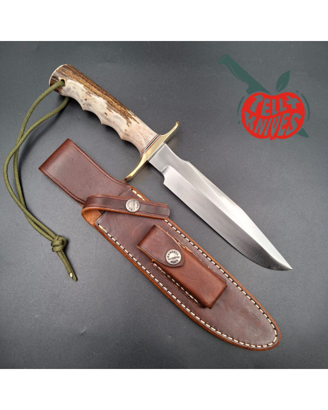 Randall Made Knives Model 1-7 forged carbon steel blade Brass guard Four fingers grip stag handle