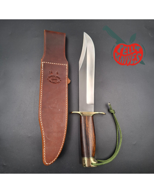 Randall Made Knives Model 12-9 Sportsman Bowie forged carbon steel Ironwood handle Brass guard and pommel