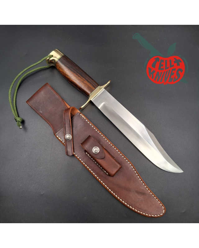 Randall Made Knives Model 12-9 Sportsman Bowie forged carbon steel Ironwood handle Brass guard and pommel